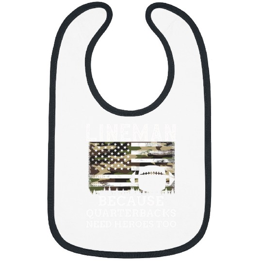 Lineman Football Gift Patriotic American Flag Camouflage Bibs