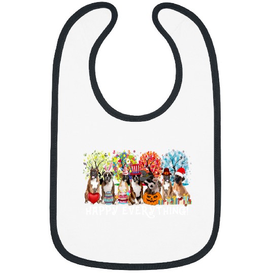 Boxer Pet Happy Everything Boxer Seasons All Year Tree Lover44 Bibs