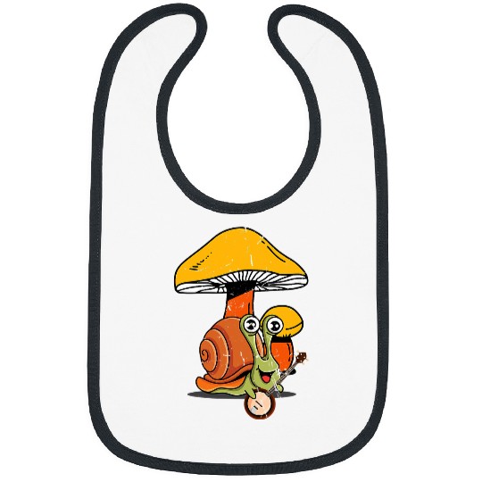 Funny Banjo Frog Cute Cottagecore Aesthetic Frog Playing Banjo On Mushroom 8 Bibs