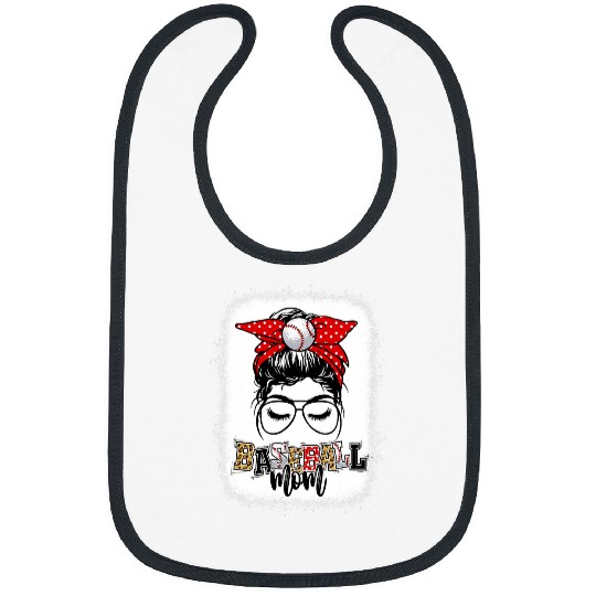 Sport Baseball mom messy bun bandana mom bleached Bibs