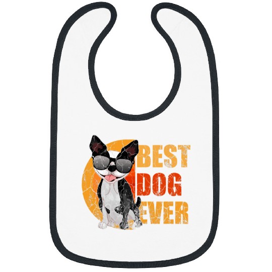 Boston Terrier Pet With Sunglasses Vintage bests Dog Ever Bibs