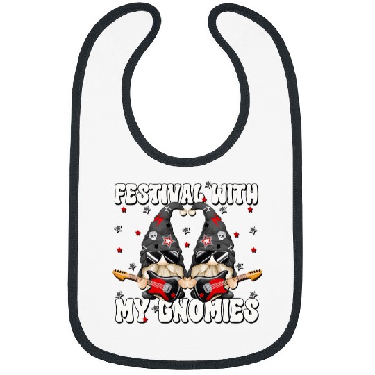 Funny Guitar Lover Rock Concert Gnome Bass Guitar Festival With My Gnomies Bibs