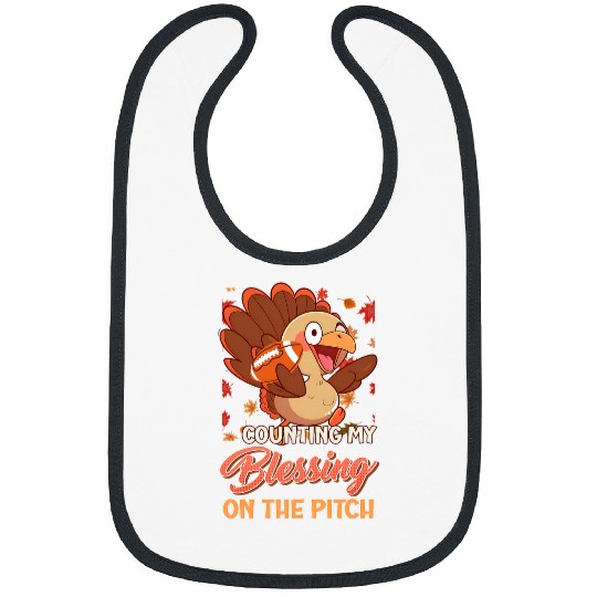 Sport American Football Lacrosse Gift Football Counting my Blessing on the Pitch Thanksgiving Bibs
