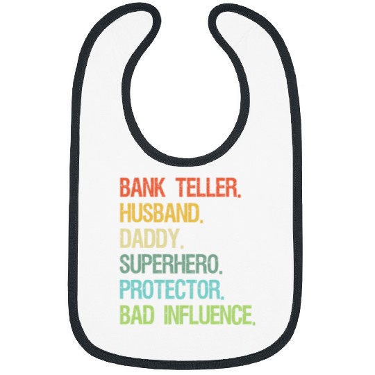 Bank Teller Husband Daddy Superhero Protector DAD Bibs