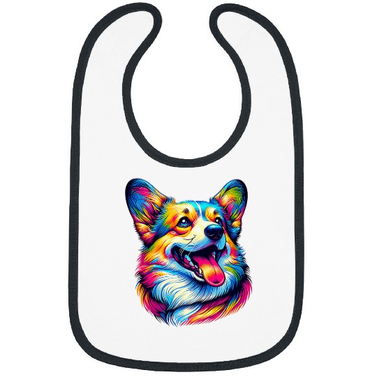 Corgi Pet Colorful Happy Corgi Dog Puppy Lover Laughing Happy Bibs