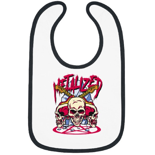 Funny Guitar Rock Musician Electric Guitar Skull Death Pentagram Bibs
