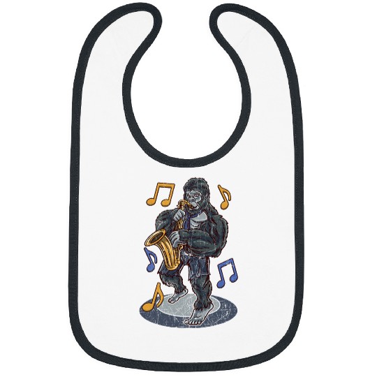 Funny Saxophone Gorilla Playing Saxophone Hilarious Retro vintages Design Bibs