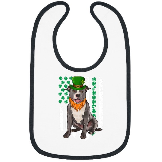 Bull Terrier Pet Stafford Bull Terrier St Patricks Day Irish American Flag Bibs