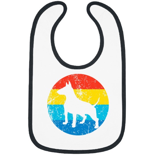 Bull Terrier Pet Breed Silhouette Retro 1970s Circle 1 Bibs