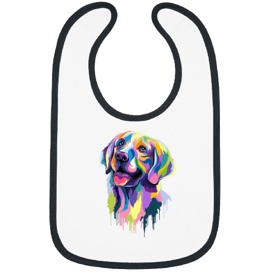 Golden Retriever Pet Face Watercolor Colorful Pop Art Bibs