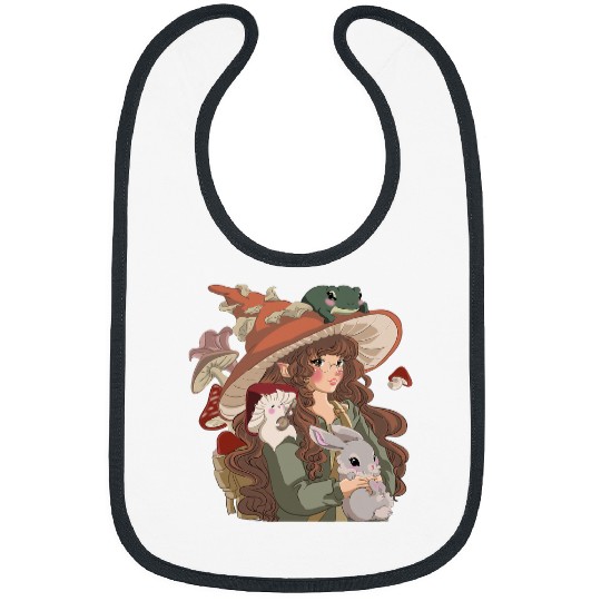 Funny Banjo Frog Cottagecore Aesthetic Frog Mushroom Banjo Goblincore Women Bibs
