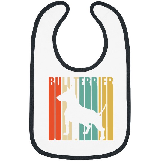 Bull Terrier Pet Retro 1970s Dog Silhouette Bibs