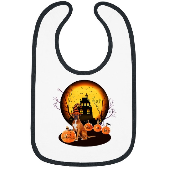 Boxer Pet Funny Boxer Halloween For Kids Mom Dad Love Dog Bibs