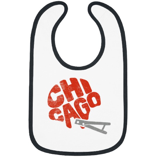 Sport American Football Chicago Football Team Helmet Word Art Vintage Retro Fan Bibs