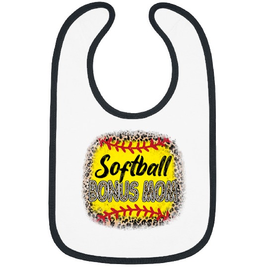 Sport Baseball Bleached Softball Bonus Mom Leopard Baseball Mom Mothers Day Bibs