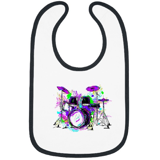 Funny Drummer Rock and Roll Multicolor Drumset Drumming Bibs