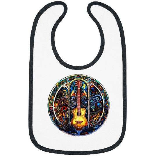 Funny Guitar Stained Glass Style Funny Guitar Art Bibs