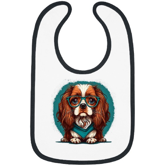 Cavalier Pet Funny Cavalier King Charles Spaniel Cute Hipster Glasses Bibs