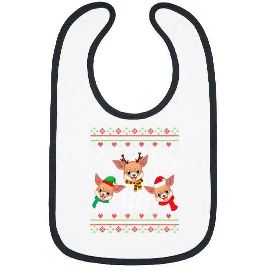 Chihuahua Pet HO HO HO Merry Christmas Dad Mom Ugly Sweater Bibs