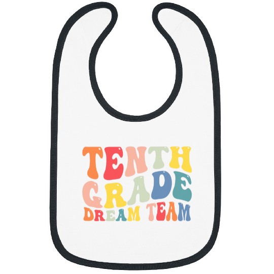 10th Grade Dream Team Teachers Boy Kids Retro Back To School Bibs