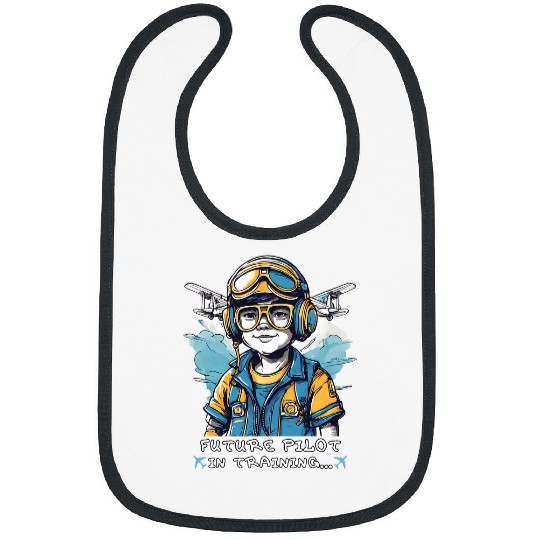 Future Pilot In Training Aviator Kids Toddlers Bibs