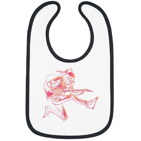 Funny Guitar Happy Skeletons Guitar Guy Spooky Halloween Rock Band Concert 5 Skull Bibs