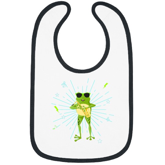 Funny Saxophone Frog Gift rock band saxophone player men women kids teens Bibs