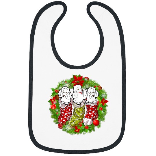 Poodle Pet Three Poodle Dog Christmas Santa xmass Dog 160 Bibs