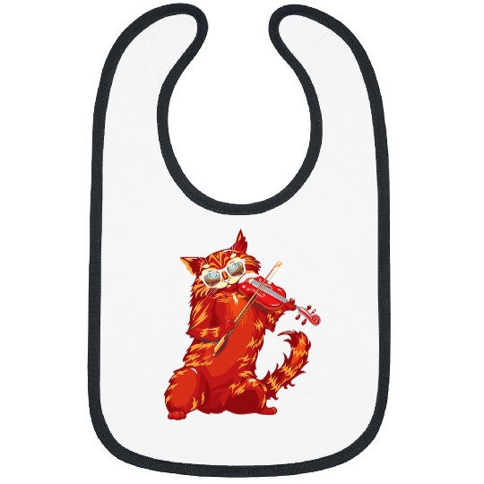 Funny Violin Musical Cat Playing Violin Orchestra Classical Music Concert Bibs