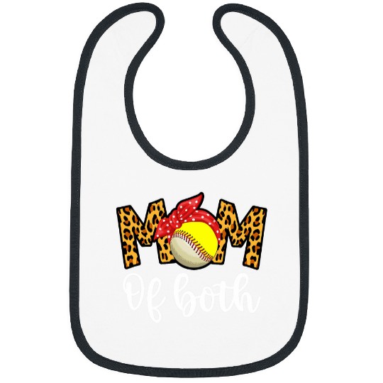 Sport Baseball Mom Of Both Softball Baseball Mom Mothers Day Leopard Bibs