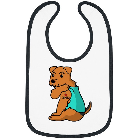 Airedale Terrier Pet I Love Grandma Tattoo Dog Bibs