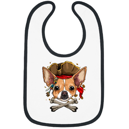 Chihuahua Pet Pirate Jolly Roger Flag Crossbones Bibs