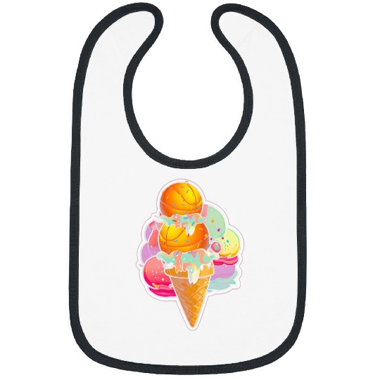 Sport Basketball Love IceCream And Playing Basketball Player Gelato Graphic Bibs