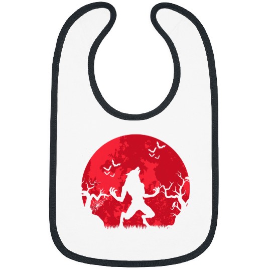 Coyote Mammal Blood Moon Werewolfs Full Moon Halloween Werewolfs Bibs
