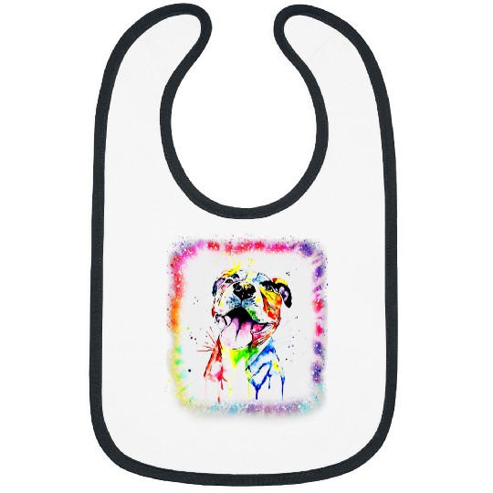 Pitbull Pet Terrier Dog Dad Mom Boy Girl Tie Dye Bleached Bibs
