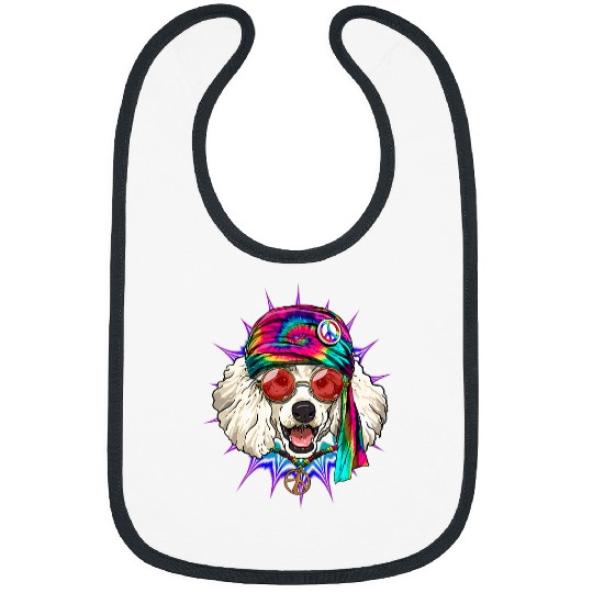 Poodle Pet Tie Dye Hippie Poodle Hippiness Peace Love Dog 153 Bibs