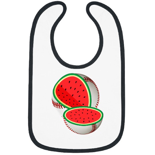 Sport Baseball Funny Watermelon Baseball Ball Tropical Melon Summer Vibes Bibs