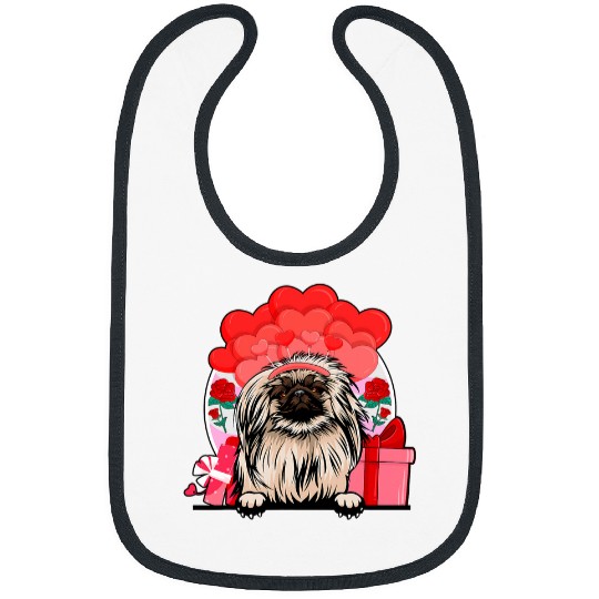 Pekingese Pet Valentines Day Dog Hearts balloons Flowers Bibs