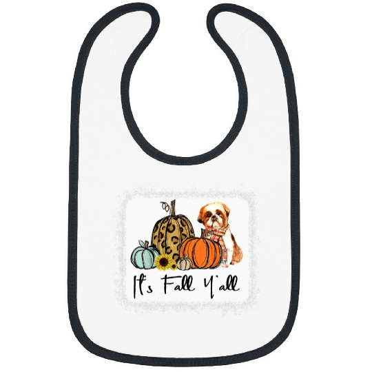 Shih Tzu Pet Its Fall Yall Yellow Shih Tzu Dog Leopard Pumpkin Falling Bibs