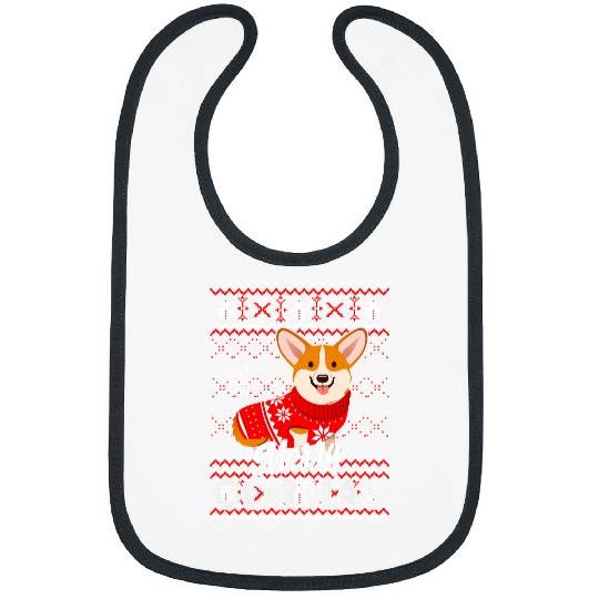 Corgi Pet Dog Merry Cormas Cute Corgi Wear Sweater Ugly Christmas 84 Bibs