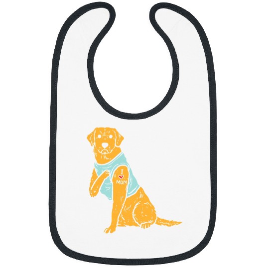 Golden Retriever Pet Womens I Love Mom Golden Retriever Labrador Dog Lover Women Bibs