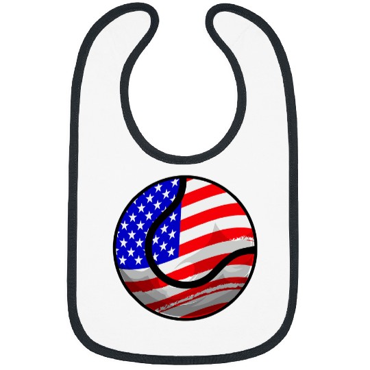 Sport Tennis Patriotic USA American Flag Tennis 4th of July Family Bibs