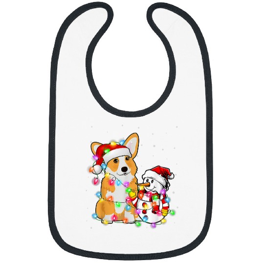 Corgi Pet Dog Christmas Snowman xmass Lights Pajama 629 Bibs