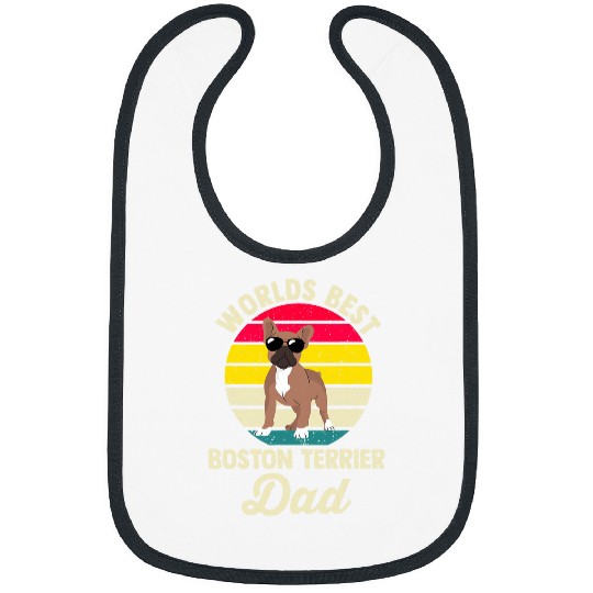 Border Collie Pet Mens Worlds bests Boston Terrier Dad Bibs