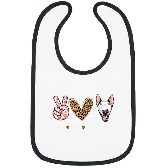 Bull Terrier Pet Funny Peace Love Bull Terrier Dog Lover Bibs