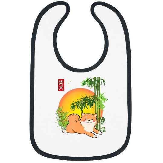 Shiba Inu Pet With Japanese Bamboo Red Moon Japan 124 Bibs