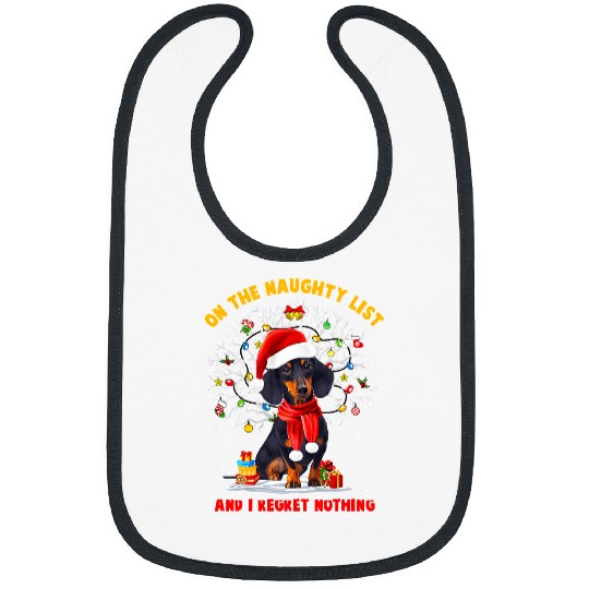 Dachshund Pet Santa On The Naughty List Christmas Tree Lights 13 Bibs