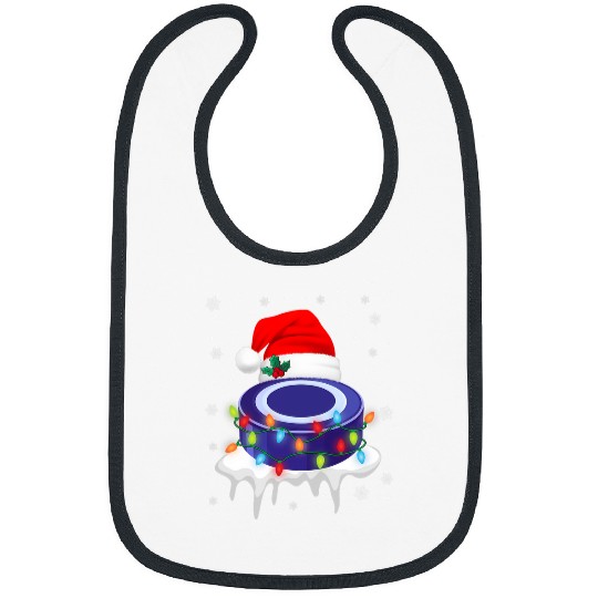 Sport Hockey Cute Christmas Hockey Santa Hat xmass Light Boys Girls Bibs