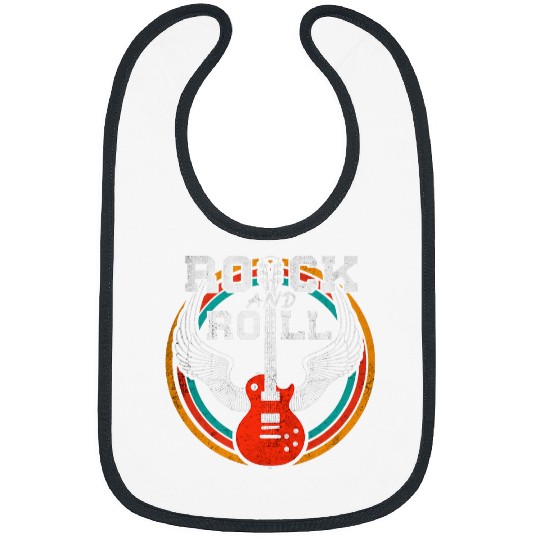 Funny Guitar Vintage Retro 50s 80s Rock 2Roll Music Guitar Wings Graphic Bibs