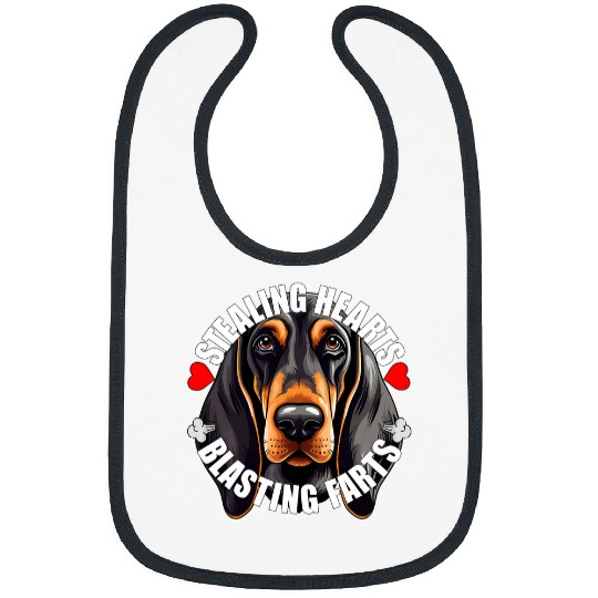 Coonhound Pet Funny Black and Tan Coonhound Stealing Hearts Blasting Farts Bibs